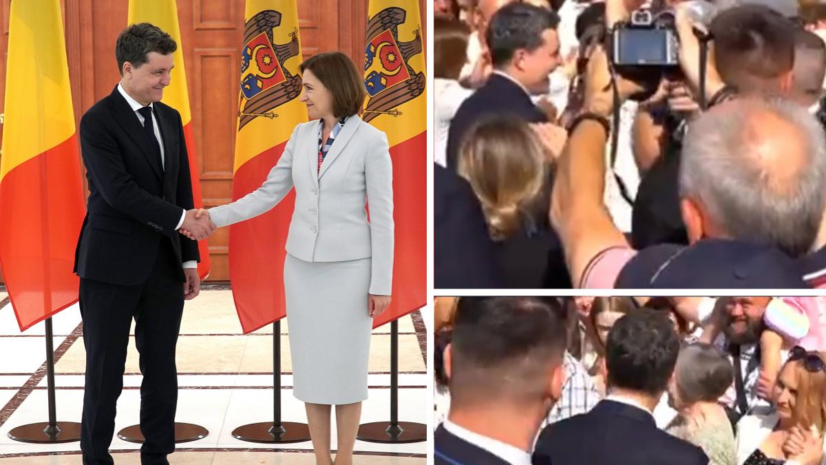 Presedintele Nicusor Dan intalnire cu multimea la Chisinau