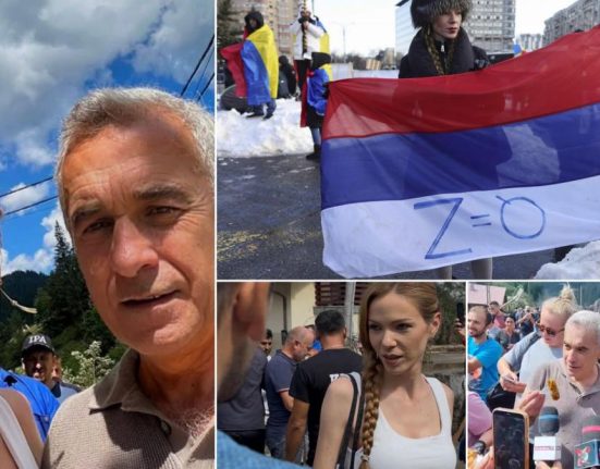 Purtatoarea steagului Rusiei si admiratoare a lui Putin alaturi de Georgescu