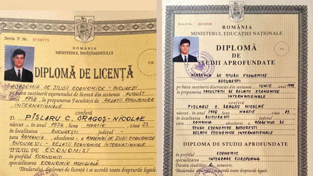 Dragos Pislaru a postat diplomele pe Facebook